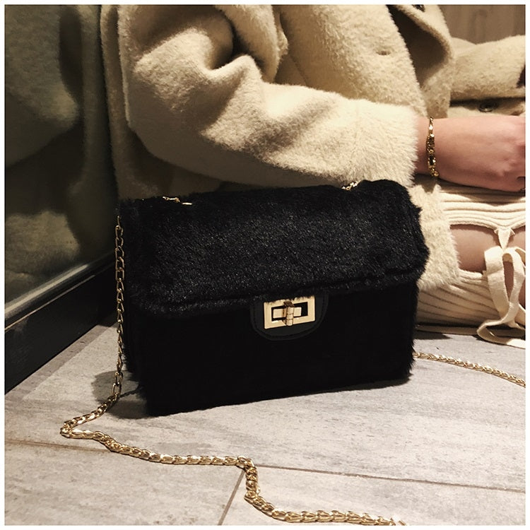 Fashion Plush PU Leather Small Square Bag Crossbody Shoulder Bag