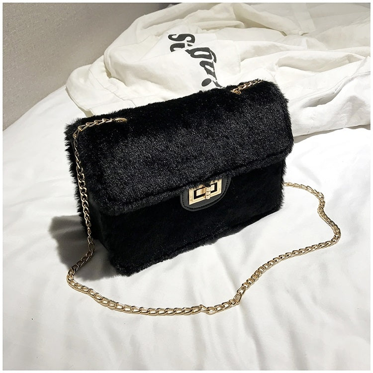 Fashion Plush PU Leather Small Square Bag Crossbody Shoulder Bag