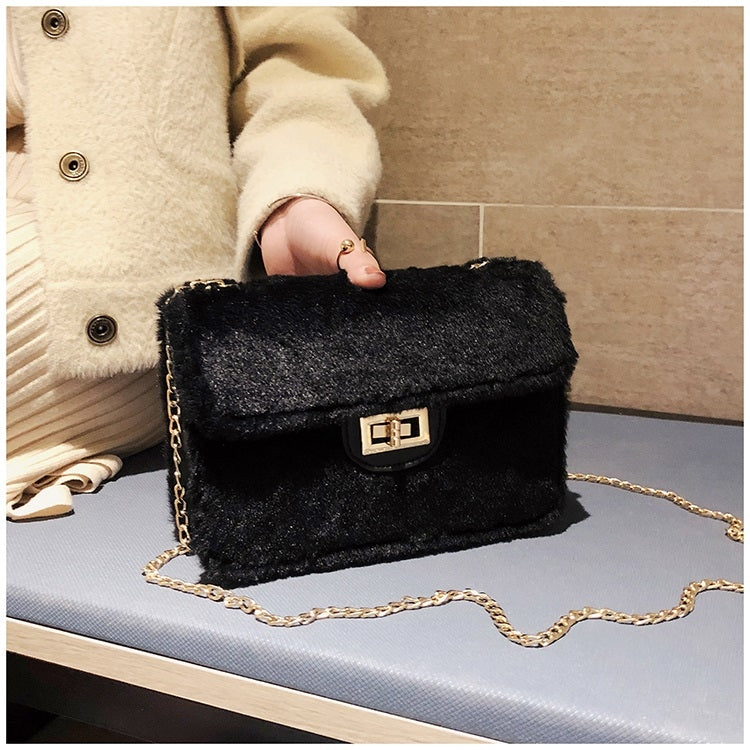 Fashion Plush PU Leather Small Square Bag Crossbody Shoulder Bag