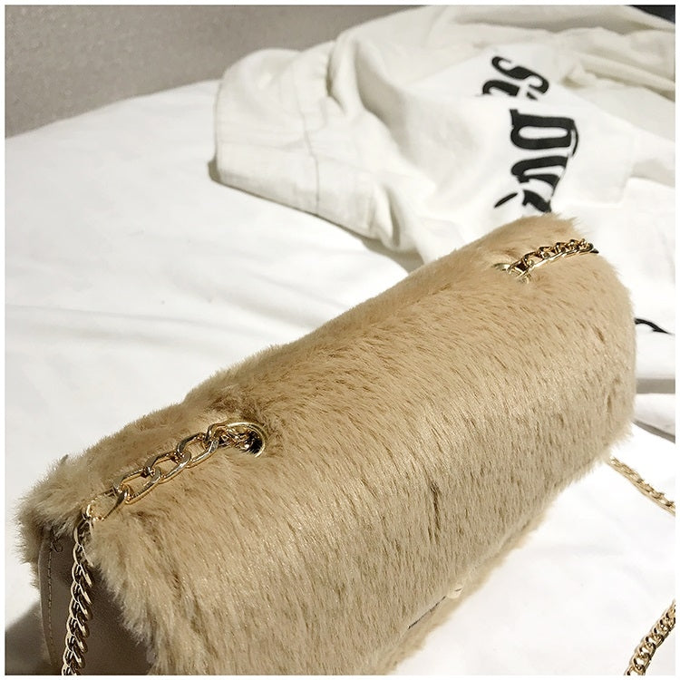 Fashion Plush PU Leather Small Square Bag Crossbody Shoulder Bag