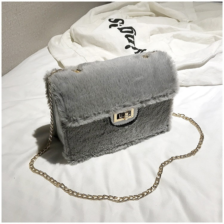 Fashion Plush PU Leather Small Square Bag Crossbody Shoulder Bag