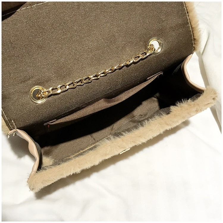 Fashion Plush PU Leather Small Square Bag Crossbody Shoulder Bag