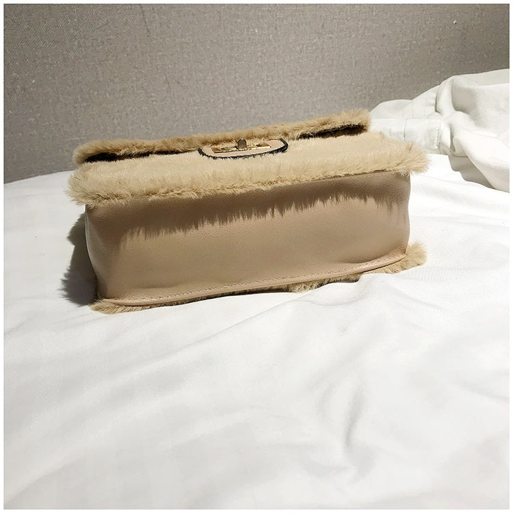 Fashion Plush PU Leather Small Square Bag Crossbody Shoulder Bag