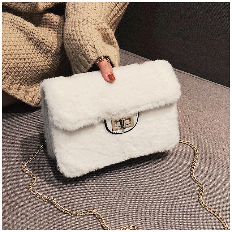 Fashion Plush PU Leather Small Square Bag Crossbody Shoulder Bag