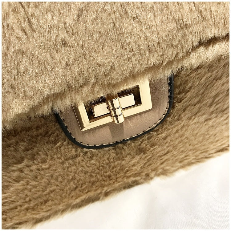Fashion Plush PU Leather Small Square Bag Crossbody Shoulder Bag