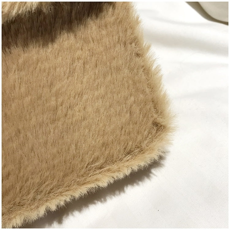 Fashion Plush PU Leather Small Square Bag Crossbody Shoulder Bag