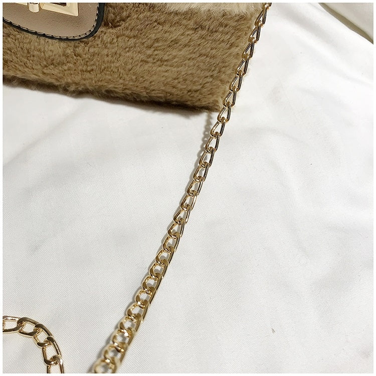 Fashion Plush PU Leather Small Square Bag Crossbody Shoulder Bag