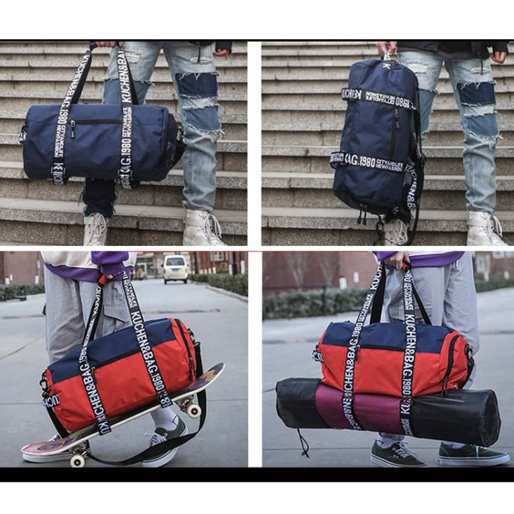 Oxford Cloth Shoulder Sports Gym Travel Handbag (Black)