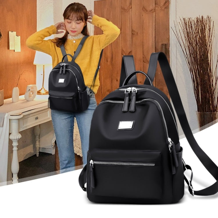 Function Waterproof Oxford Cloth Solid Color Backpack Handbag (Black)