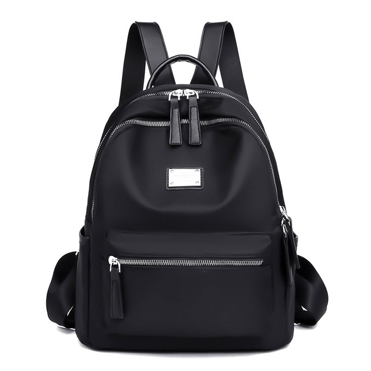 Function Waterproof Oxford Cloth Solid Color Backpack Handbag (Black)