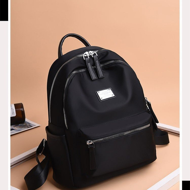 Function Waterproof Oxford Cloth Solid Color Backpack Handbag (Black)