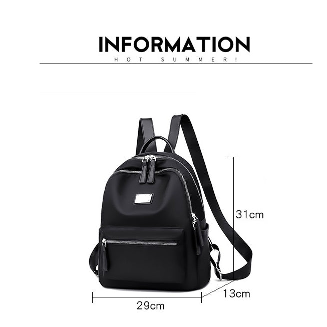 Function Waterproof Oxford Cloth Solid Color Backpack Handbag (Black)