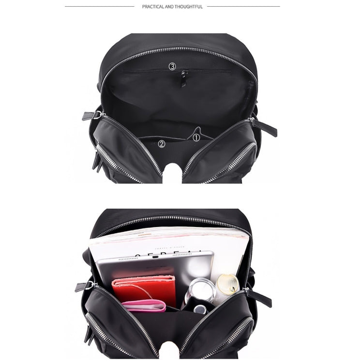 Function Waterproof Oxford Cloth Solid Color Backpack Handbag (Black)