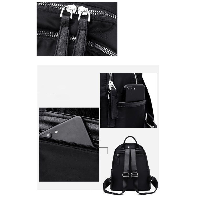 Function Waterproof Oxford Cloth Solid Color Backpack Handbag (Black)
