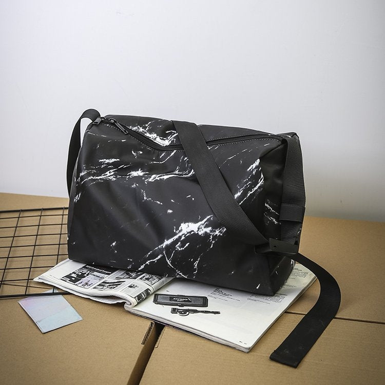 Waterproof Nylon Cloth Shoulder Sports Gym Handbag Travel Bag (Black)