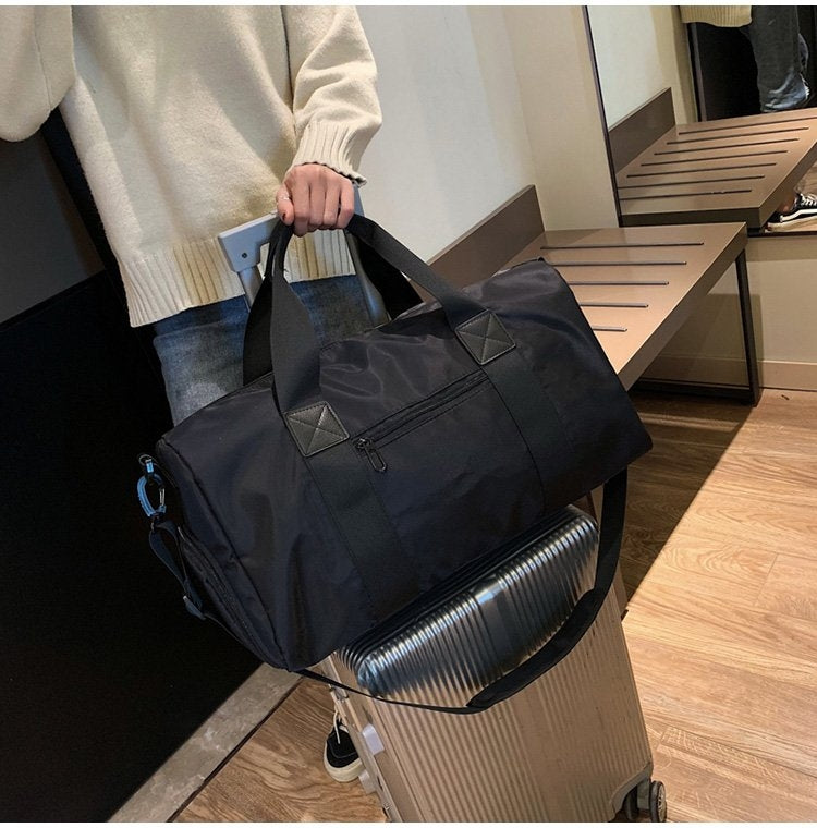 Nylon Inclined Shoulder Sports Gym Bag Travel Handbag (Black)