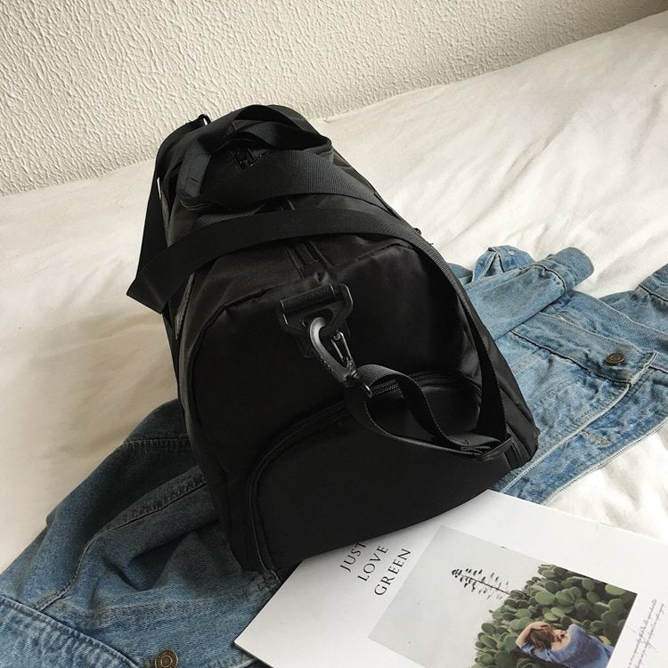 Nylon Inclined Shoulder Sports Gym Bag Travel Handbag (Black)