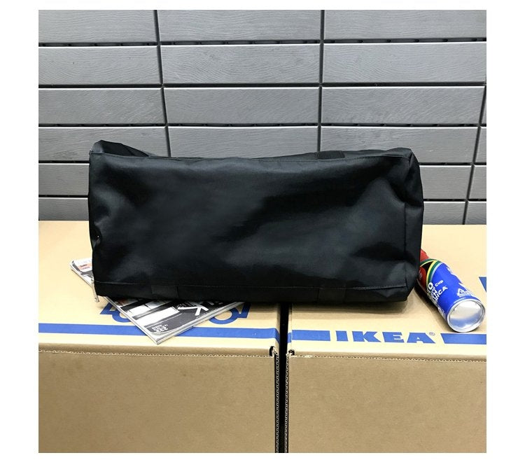 Soft Nylon Cloth Shoulder Bag Sports Gym Travel Handbag (Black)