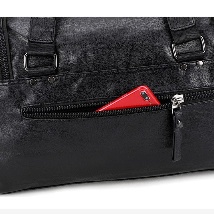 Soft PU Leather Shoulder Travel Bag Sports Gym Yoga Handbag (Black)