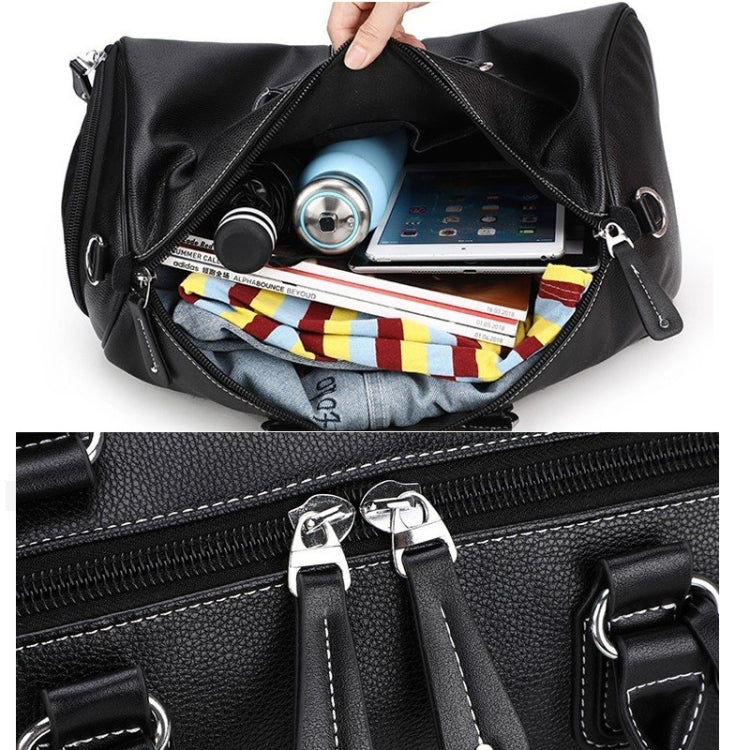 PU Leather Shoulder Travel Bag Sport Leisure Handbag with Shoes Socket