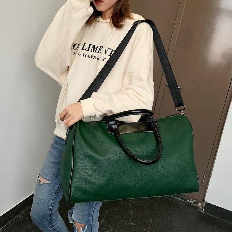 Soft PU Leather Shoulder Travel Bag Sports Gym Handbag