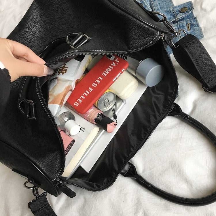 Soft PU Leather Shoulder Travel Bag Sports Gym Handbag