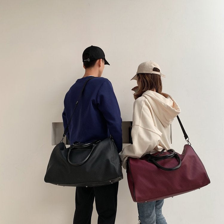 Soft PU Leather Shoulder Travel Bag Sports Gym Handbag