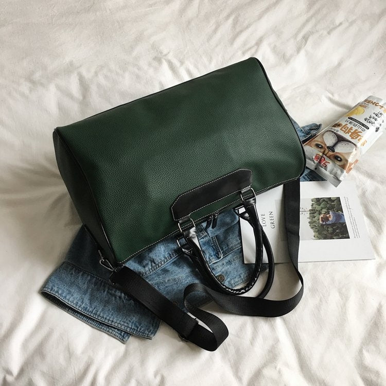 Soft PU Leather Shoulder Travel Bag Sports Gym Handbag