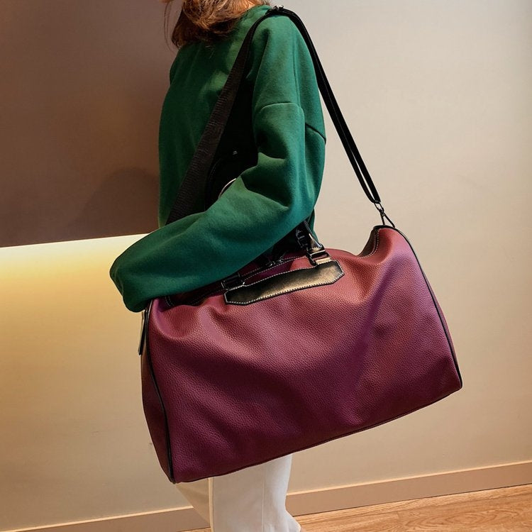 Soft PU Leather Shoulder Travel Bag Sports Gym Handbag