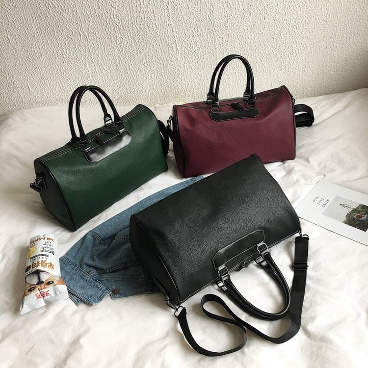 Soft PU Leather Shoulder Travel Bag Sports Gym Handbag