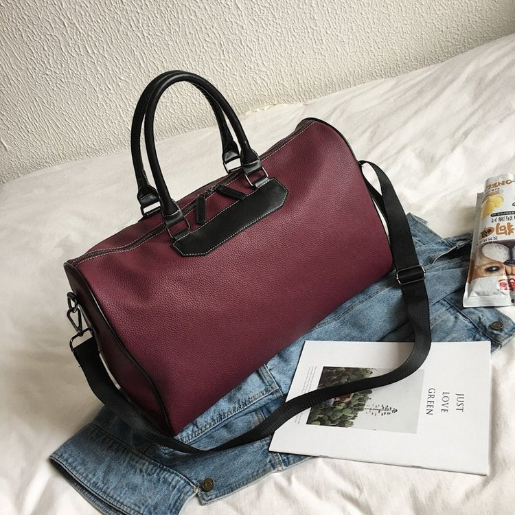 Soft PU Leather Shoulder Travel Bag Sports Gym Handbag