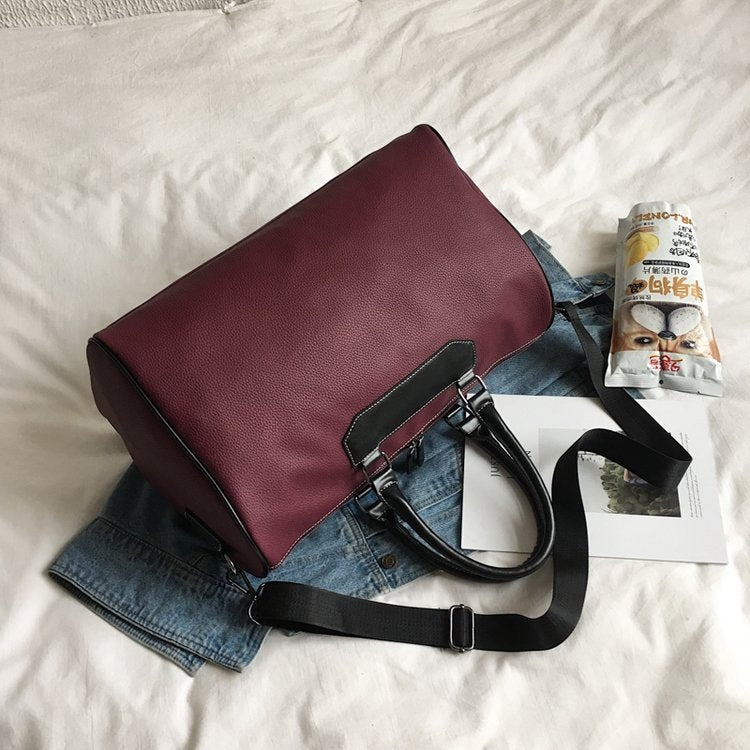Soft PU Leather Shoulder Travel Bag Sports Gym Handbag