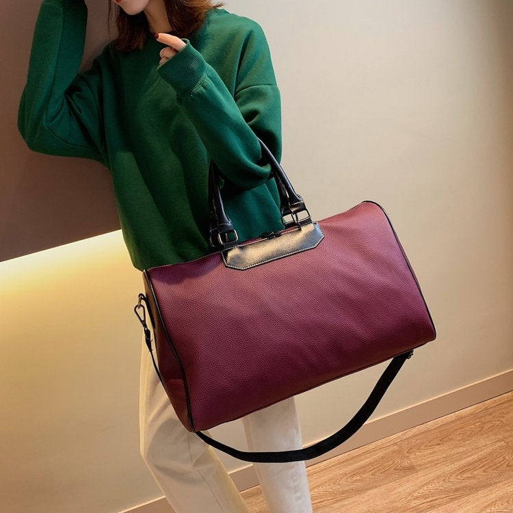 Soft PU Leather Shoulder Travel Bag Sports Gym Handbag