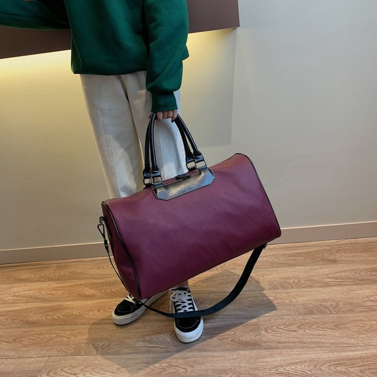 Soft PU Leather Shoulder Travel Bag Sports Gym Handbag