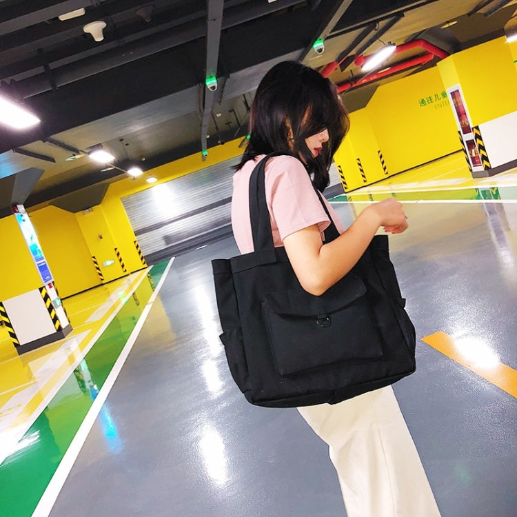 Solid Color Canvas Bag Casual Shoulder Bag Handbag