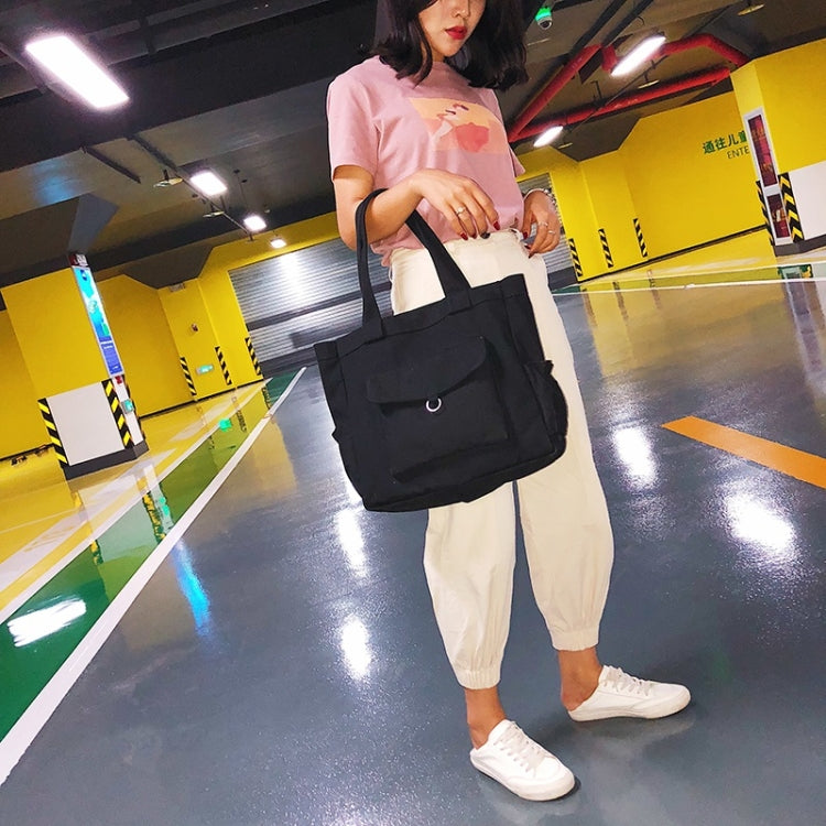Solid Color Canvas Bag Casual Shoulder Bag Handbag