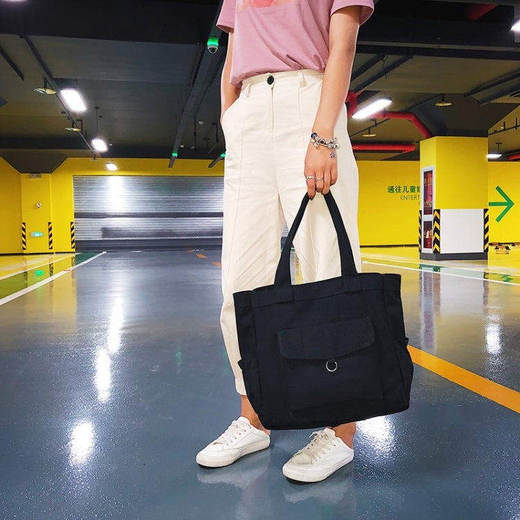 Solid Color Canvas Bag Casual Shoulder Bag Handbag