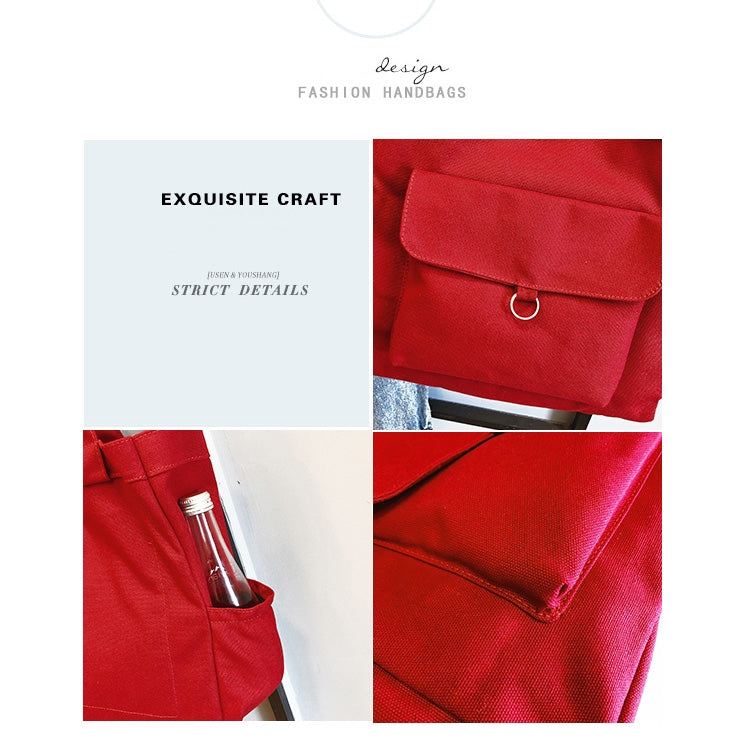 Solid Color Canvas Bag Casual Shoulder Bag Handbag