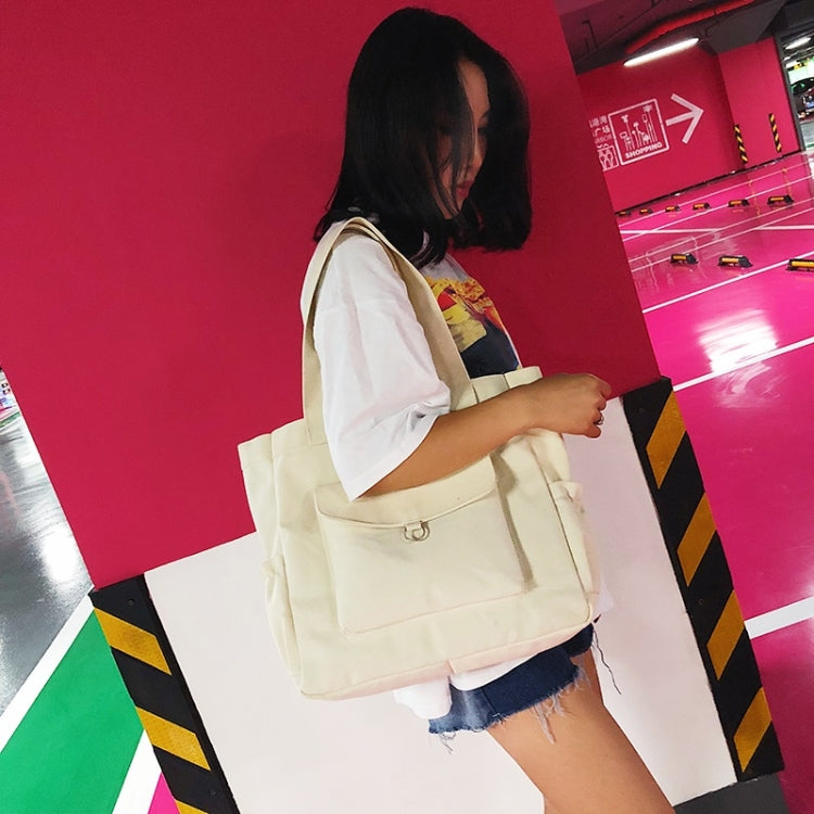 Solid Color Canvas Bag Casual Shoulder Bag Handbag