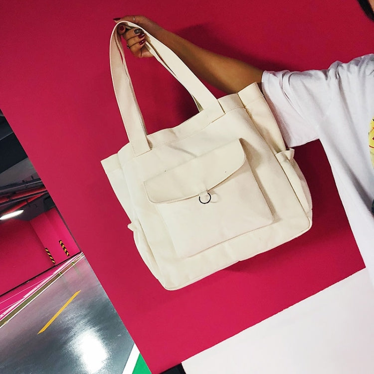 Solid Color Canvas Bag Casual Shoulder Bag Handbag