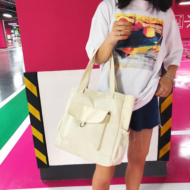 Solid Color Canvas Bag Casual Shoulder Bag Handbag