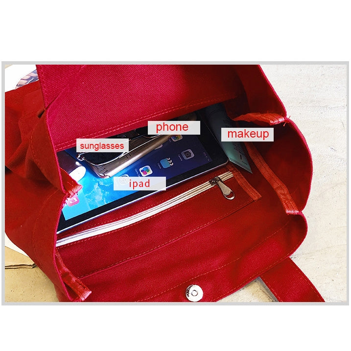 Solid Color Canvas Bag Casual Shoulder Bag Handbag