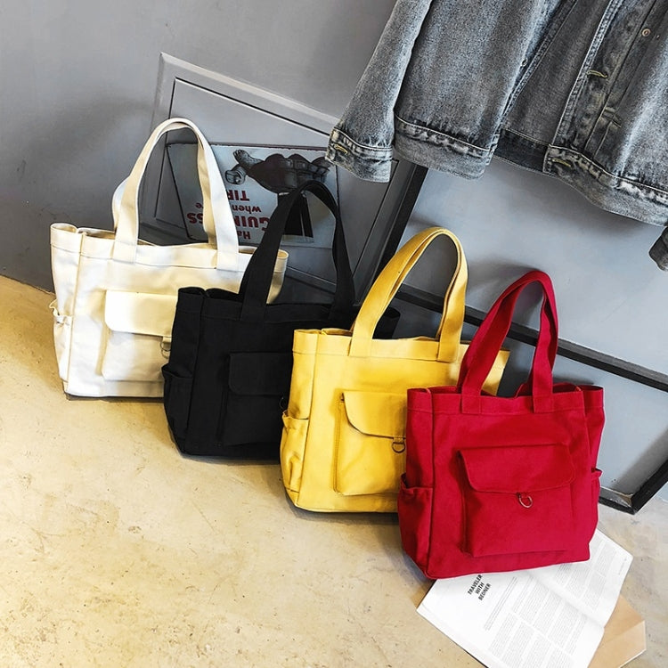 Solid Color Canvas Bag Casual Shoulder Bag Handbag