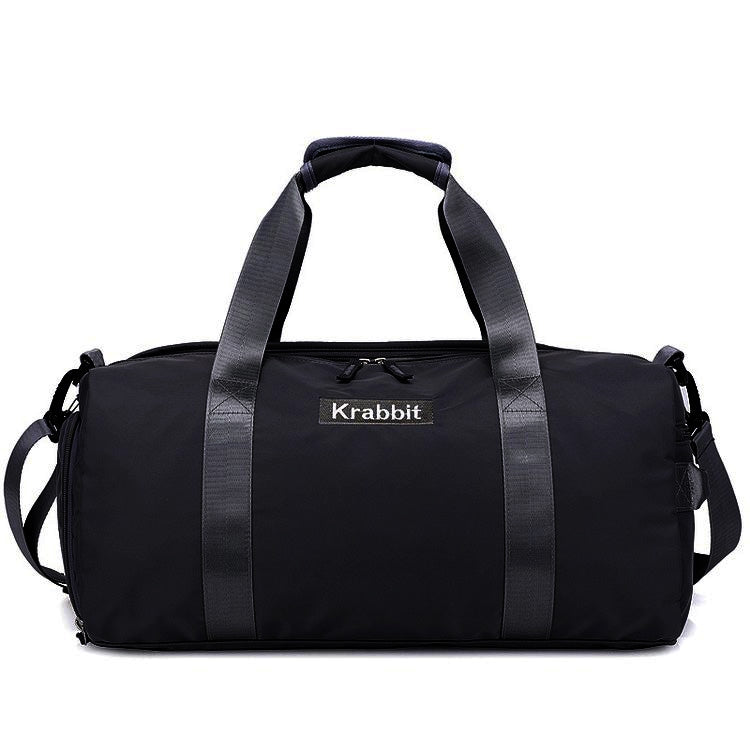 Soft Nylon Cloth Shoulder Travel Bag Sports Gym Handbag (Black)