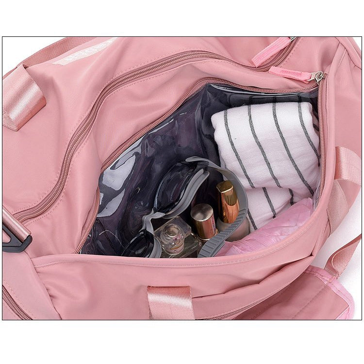 Soft Nylon Cloth Shoulder Travel Bag Sports Gym Handbag (Black)