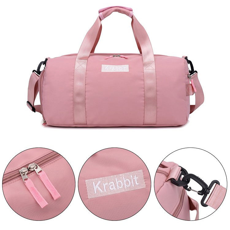 Soft Nylon Cloth Shoulder Travel Bag Sports Gym Handbag (Black)