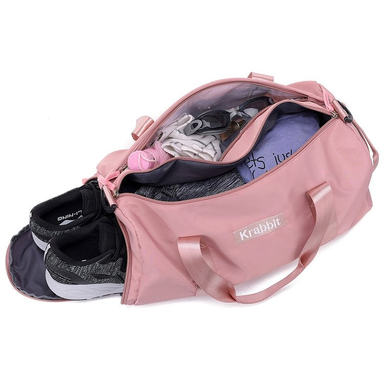 Soft Nylon Cloth Shoulder Travel Bag Sports Gym Handbag (Black)