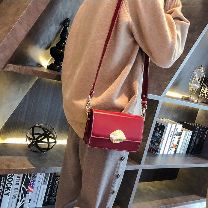 Retro Solid Color Square Flip Cover Casual Small Bag Ladies Shoulder Messenger Bag