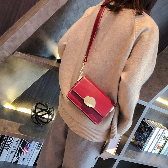 Retro Solid Color Square Flip Cover Casual Small Bag Ladies Shoulder Messenger Bag