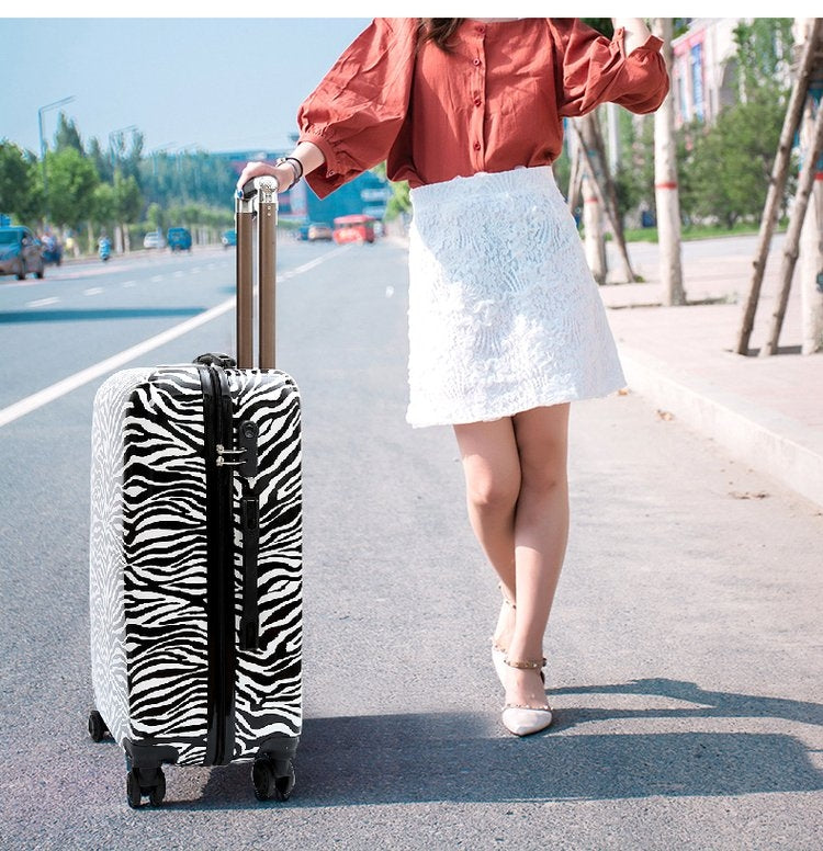 24 inch Leopard Pattern Female Pull-rod Case Universal Wheel PC Travel Suitcase
